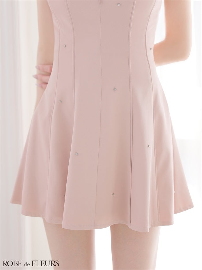 ROBE de FLEURS ローブドフルール 【XSサイズあり】バックリボンビジューミニキャミキャバドレス fm4174-c