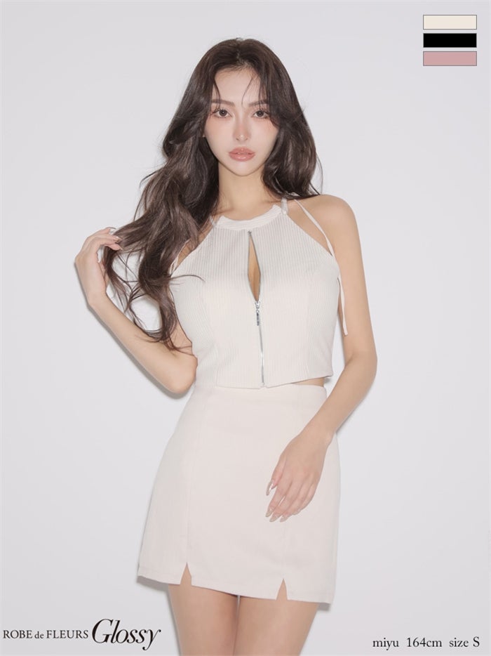Glossy ローブドフルールグロッシー 【XSサイズあり】ワントーンアメスリタイトセットアップミニキャバドレス gl4193-c