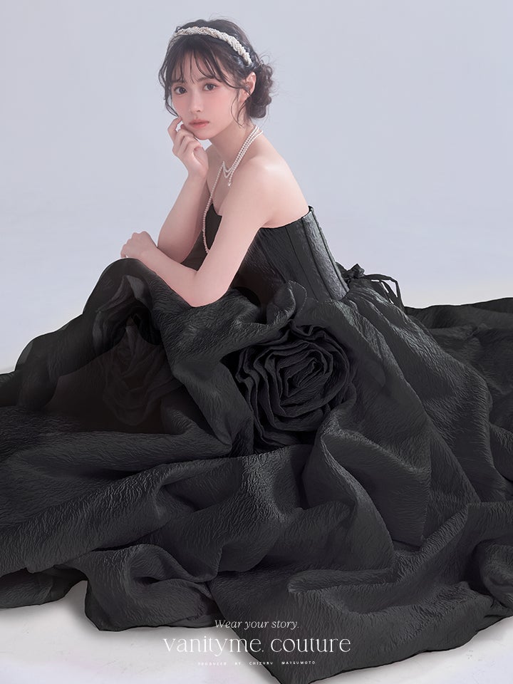 vanityME.couture. バニティーミークチュール Lilas Rose Couture リラ・ローズ・クチュール ロングドレス バースデー ブラック 薔薇 プリンセス vctr-t-25081-4