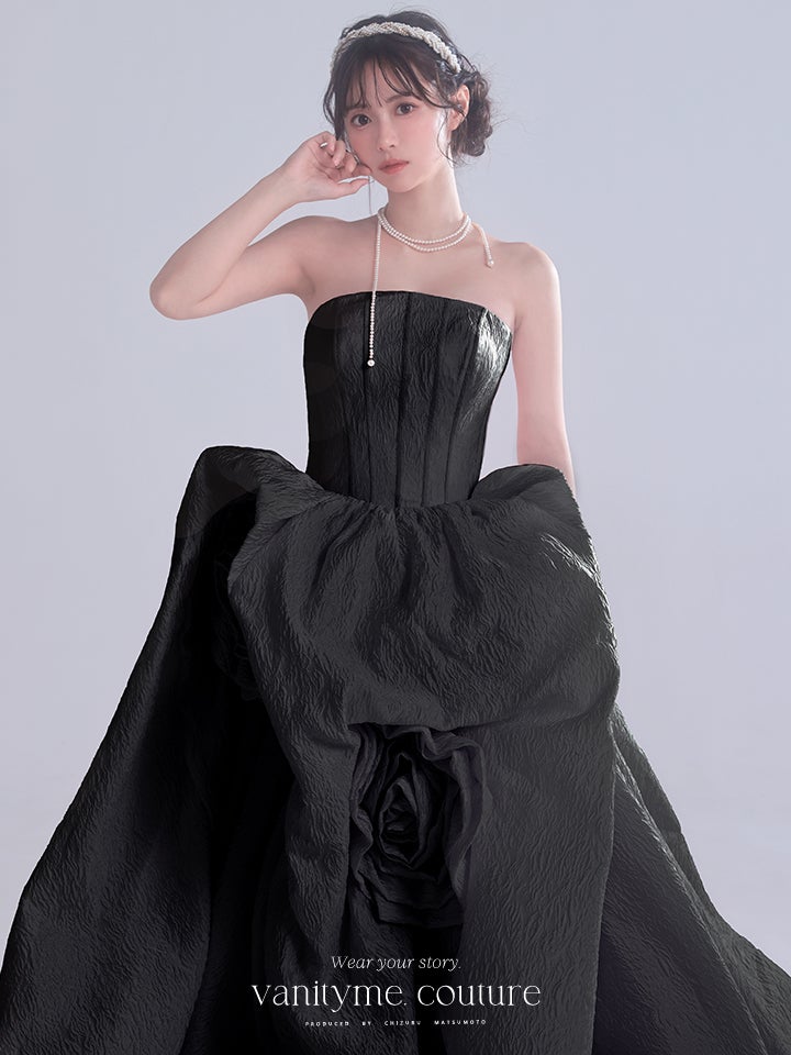 vanityME.couture. バニティーミークチュール Lilas Rose Couture リラ・ローズ・クチュール ロングドレス バースデー ブラック 薔薇 プリンセス vctr-t-25081-4