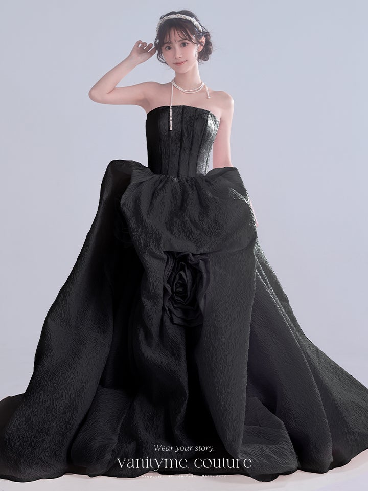 vanityME.couture. バニティーミークチュール Lilas Rose Couture リラ・ローズ・クチュール ロングドレス バースデー ブラック 薔薇 プリンセス vctr-t-25081-4