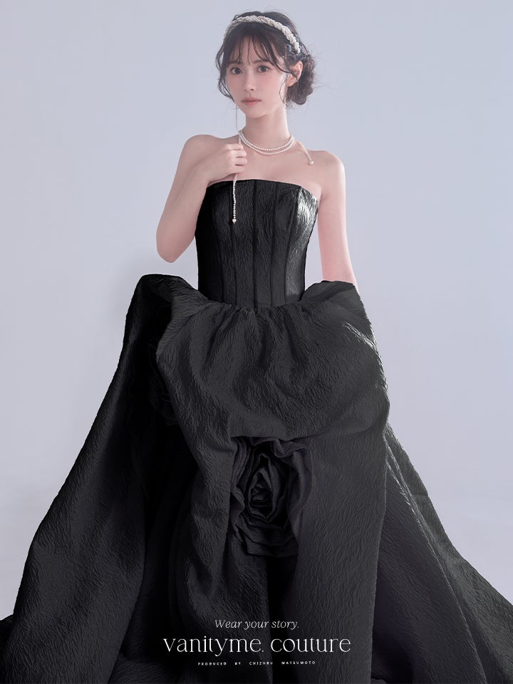 vanityME.couture. バニティーミークチュール Lilas Rose Couture リラ・ローズ・クチュール ロングドレス バースデー ブラック 薔薇 プリンセス vctr-t-25081-4