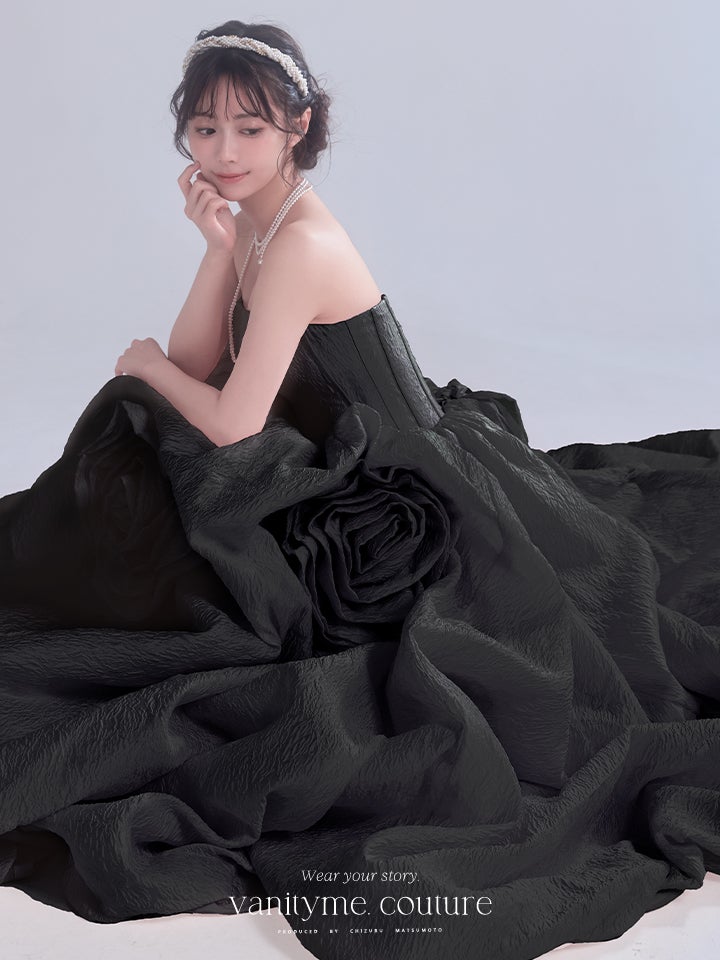 vanityME.couture. バニティーミークチュール Lilas Rose Couture リラ・ローズ・クチュール ロングドレス バースデー ブラック 薔薇 プリンセス vctr-t-25081-4