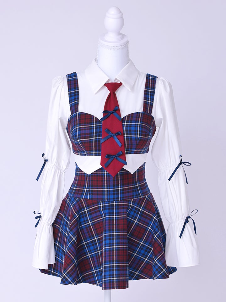 【4点セット】 学校１のマドンナ Sofia style ネイビーチェック制服コスチューム vcsot-251215-1-ac