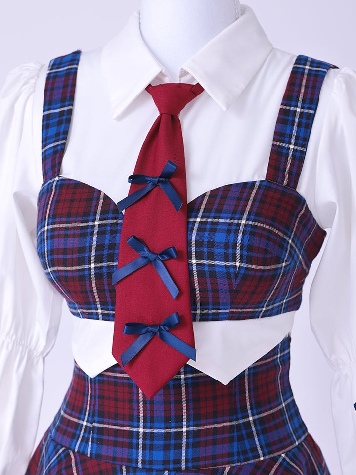 【4点セット】 学校１のマドンナ Sofia style ネイビーチェック制服コスチューム vcsot-251215-1-ac