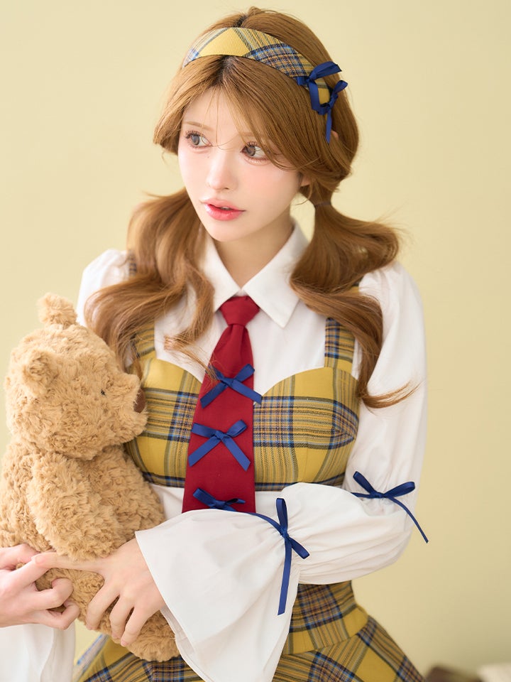 4点セット】 Mia style イエローチェック制服コスチュームvcsot-251215
