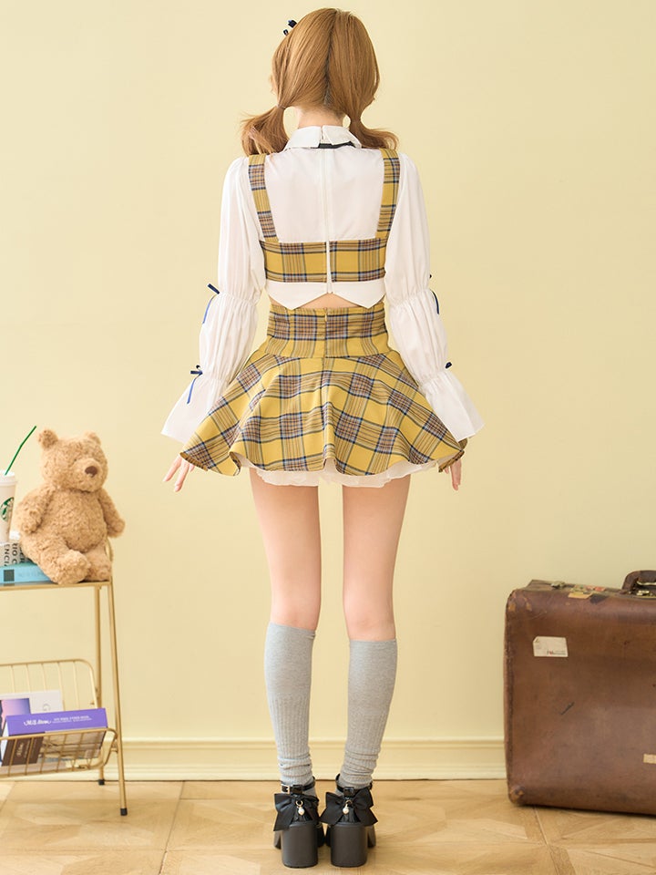 あざといもうと Mia style イエローチェック制服コスチュームvcsot-251215-2