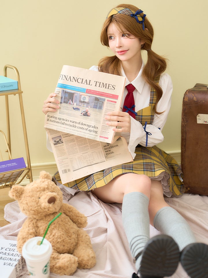 4点セット】 Mia style イエローチェック制服コスチュームvcsot-251215