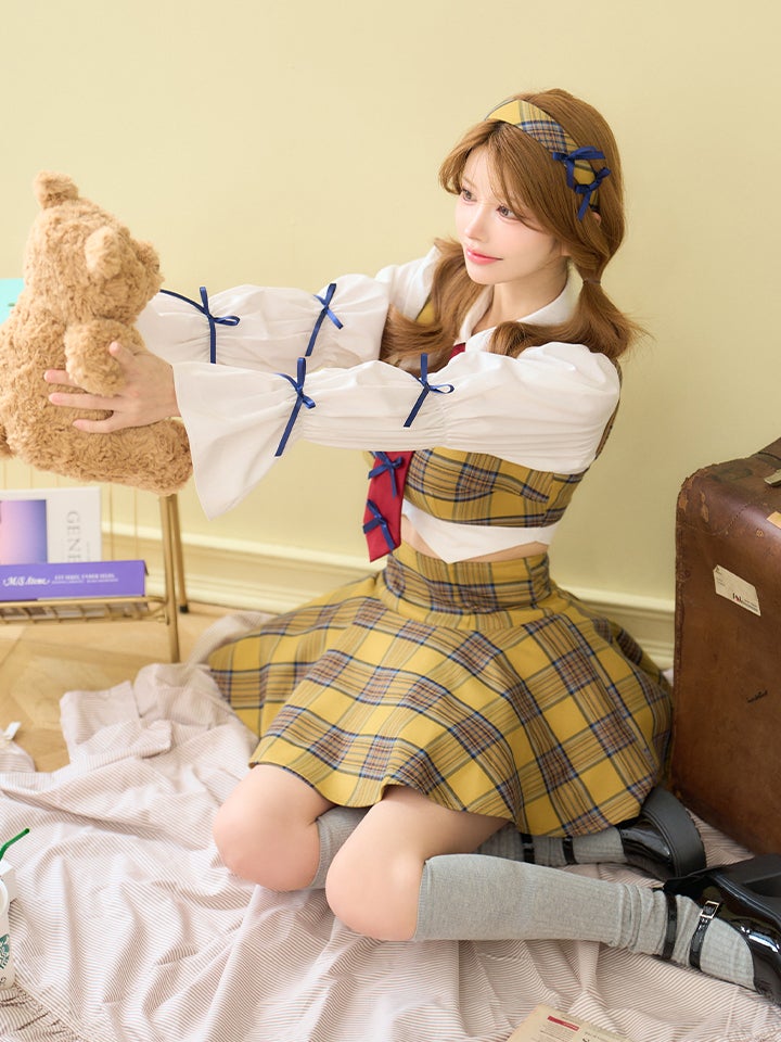 あざといもうと Mia style イエローチェック制服コスチュームvcsot-251215-2