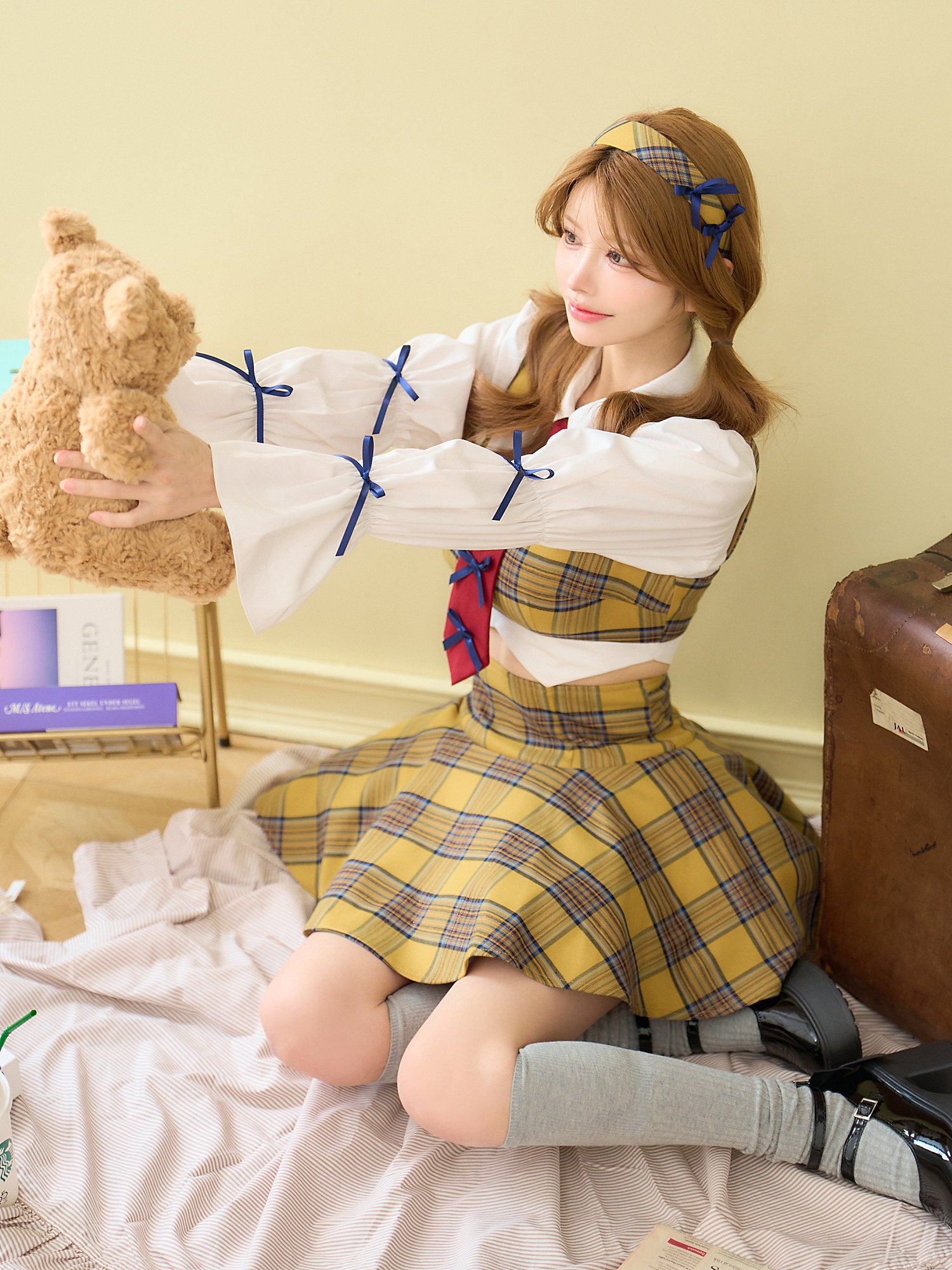 あざといもうと Mia style イエローチェック制服コスチュームvcsot-251215-2