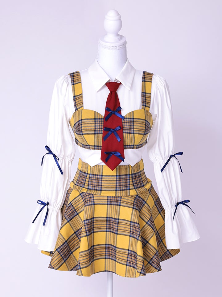 あざといもうと Mia style イエローチェック制服コスチュームvcsot-251215-2
