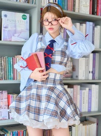 生徒会長 Grace style ホワイト チェック制服コスチュームvcsot-251215-3