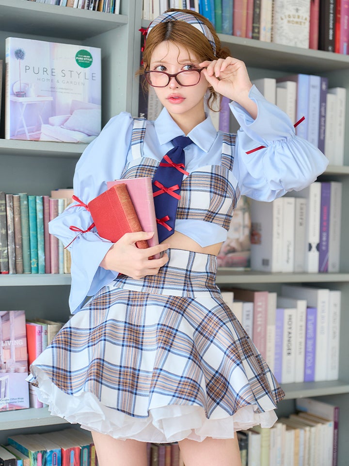 生徒会長 Grace style ホワイト チェック制服コスチュームvcsot-251215-3