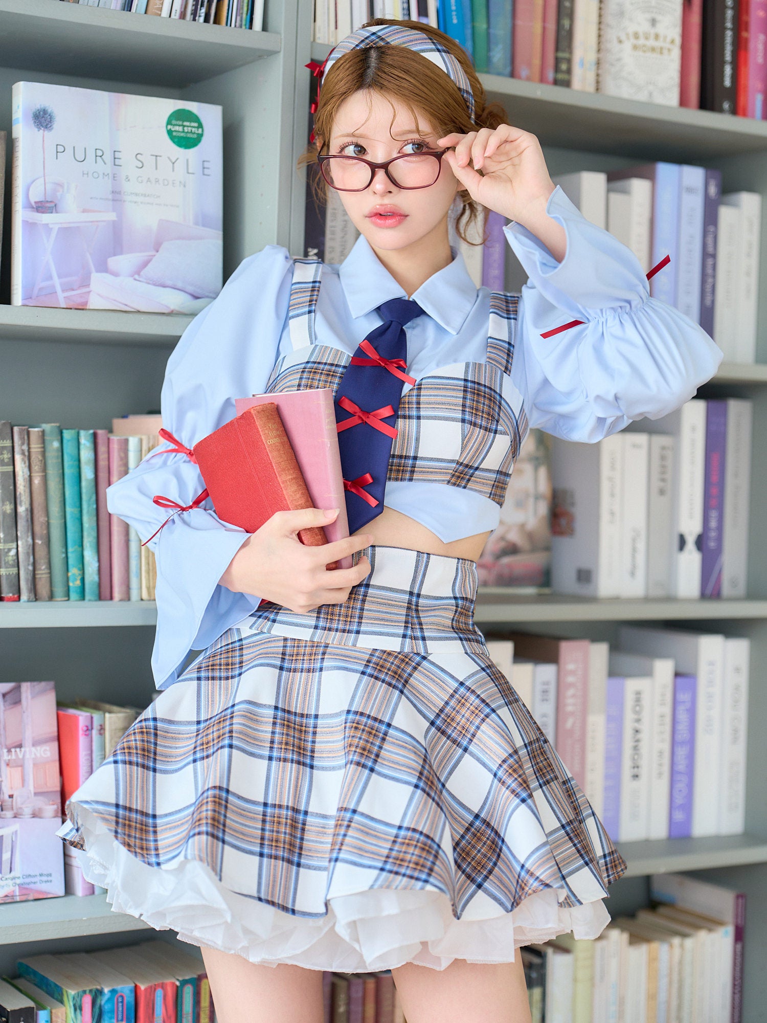 生徒会長 Grace style ホワイト チェック制服コスチュームvcsot-251215-3