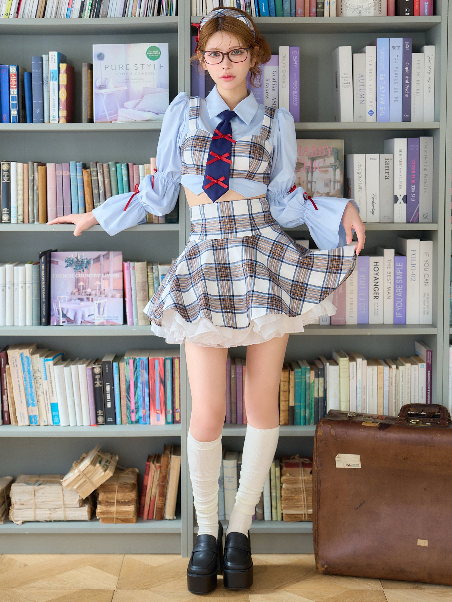 生徒会長 Grace style ホワイト チェック制服コスチュームvcsot-251215-3
