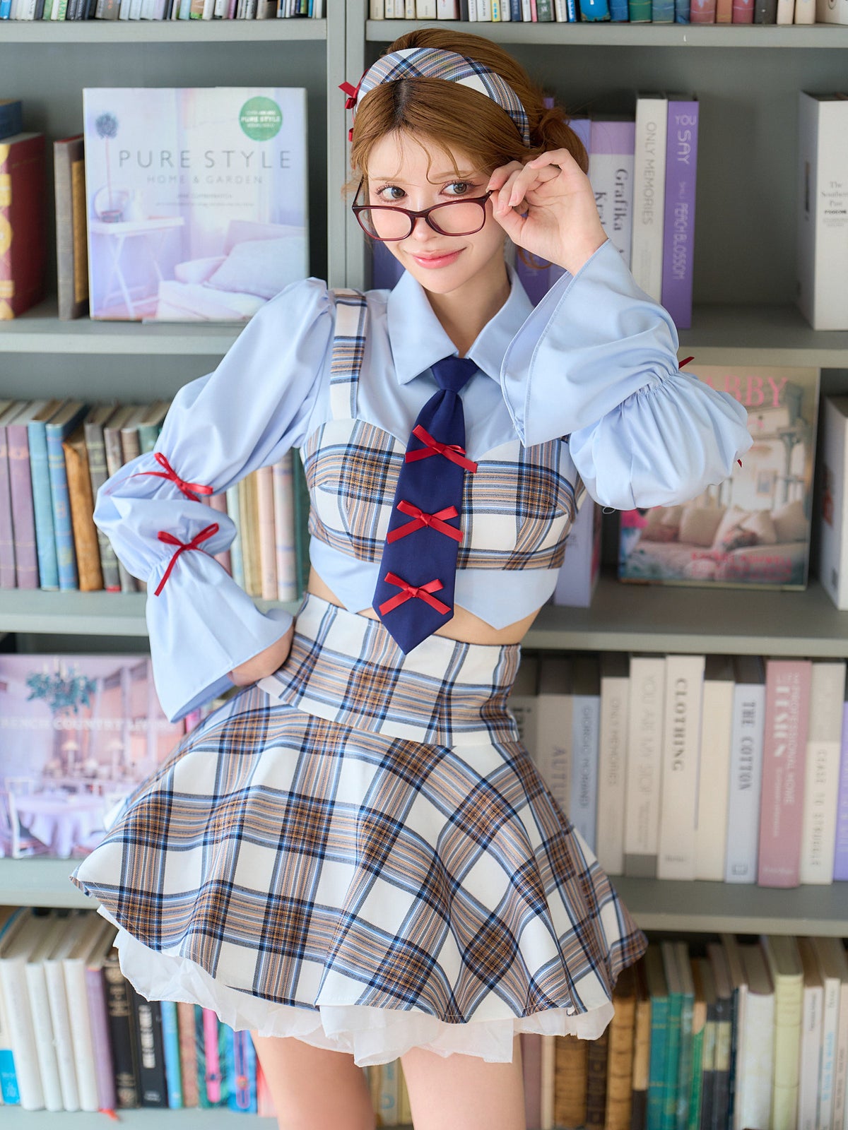 生徒会長 Grace style ホワイト チェック制服コスチュームvcsot-251215-3