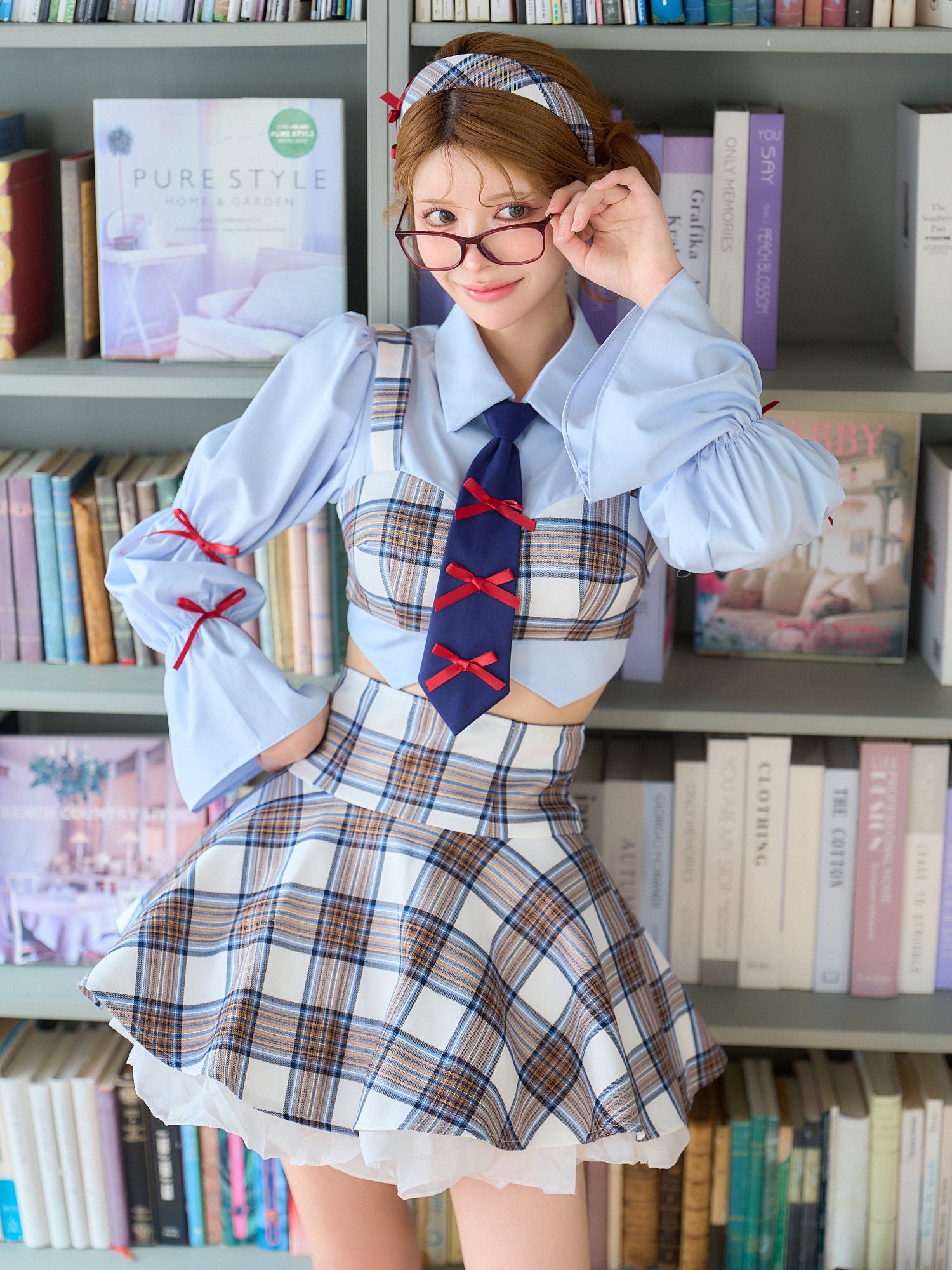 生徒会長 Grace style ホワイト チェック制服コスチュームvcsot-251215-3
