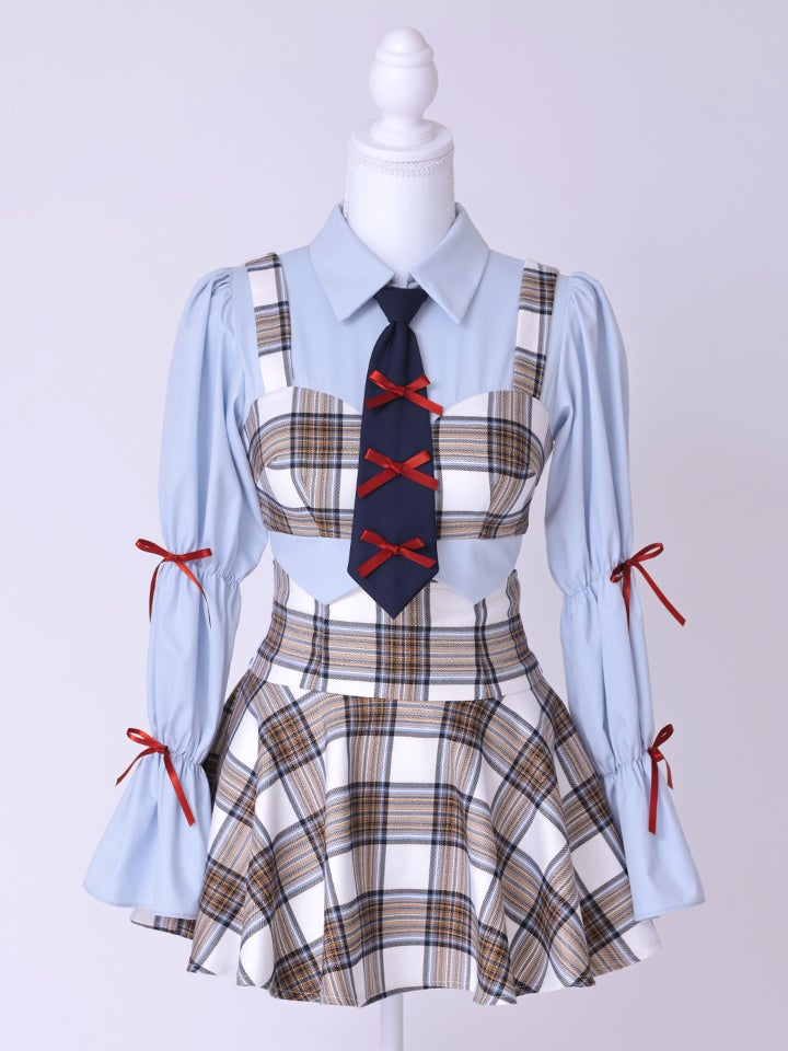 生徒会長 Grace style ホワイト チェック制服コスチュームvcsot-251215-3