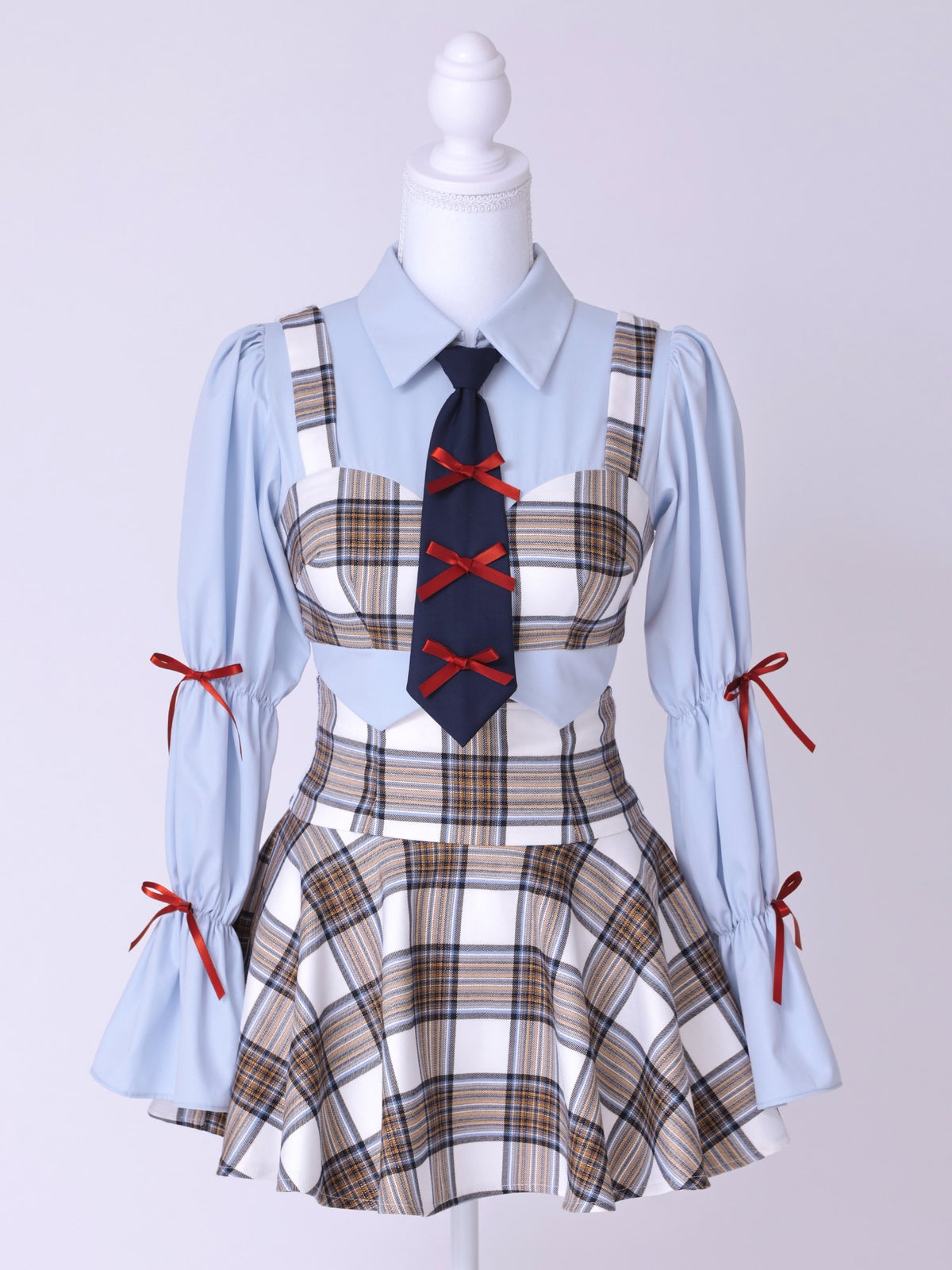 生徒会長 Grace style ホワイト チェック制服コスチュームvcsot-251215-3