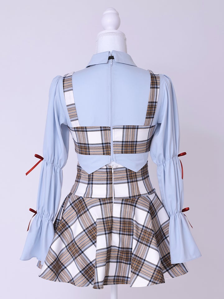 生徒会長 Grace style ホワイト チェック制服コスチュームvcsot-251215-3