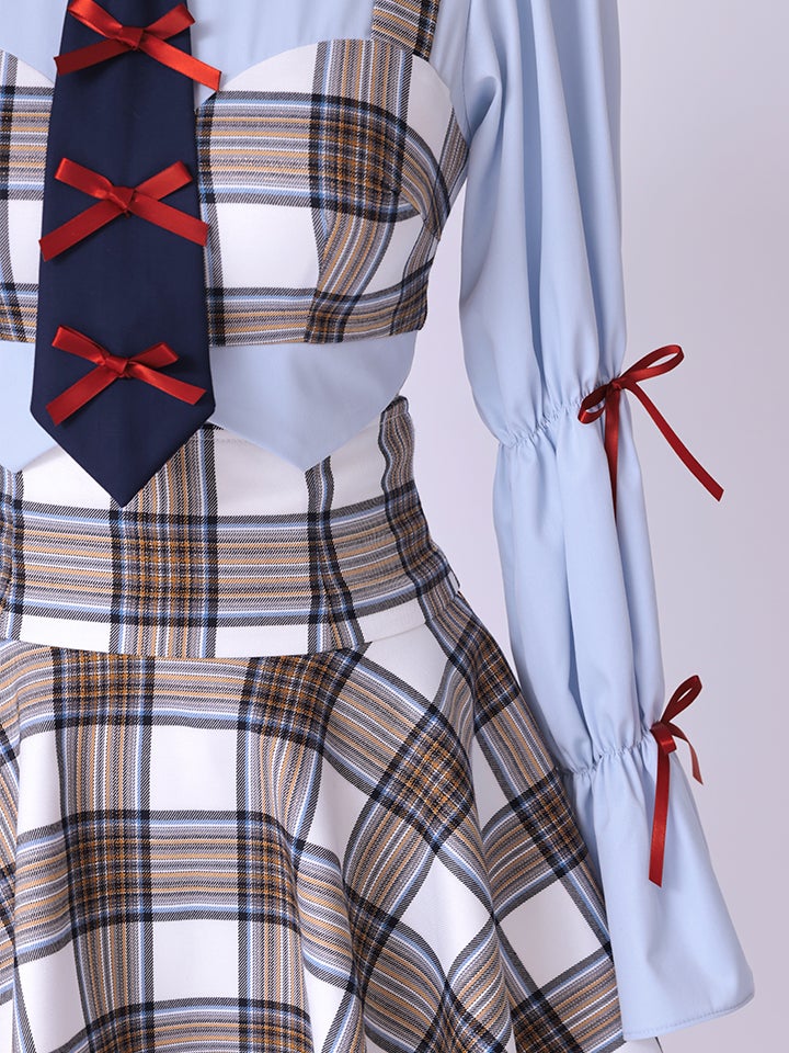 生徒会長 Grace style ホワイト チェック制服コスチュームvcsot-251215-3