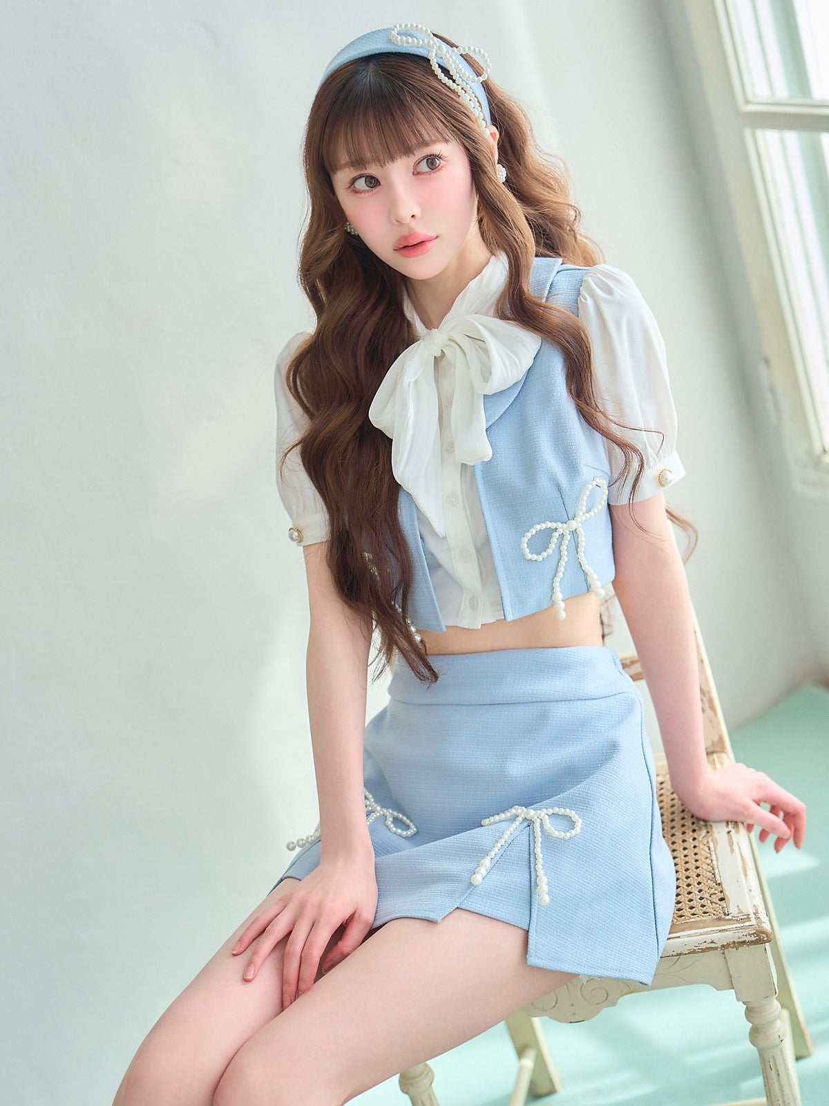 Celestia Ribbon令嬢制服コスチューム パールリボン セットアップ スウィートピンク vcsot-251216-2