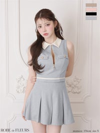 ROBE de FLEURS ローブドフルール 【XSサイズあり】ボックスプリーツツイルセットアップミニキャバドレス fm4180-c