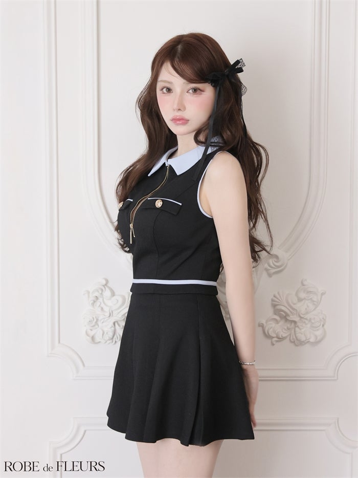 ROBE de FLEURS ローブドフルール 【XSサイズあり】ボックスプリーツツイルセットアップミニキャバドレス fm4180-c