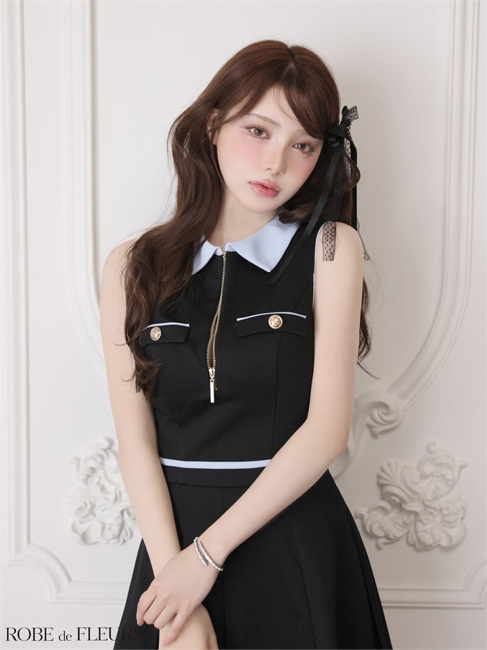 ROBE de FLEURS ローブドフルール 【XSサイズあり】ボックスプリーツツイルセットアップミニキャバドレス fm4180-c