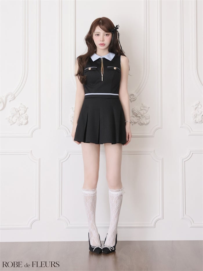 ROBE de FLEURS ローブドフルール 【XSサイズあり】ボックスプリーツツイルセットアップミニキャバドレス fm4180-c