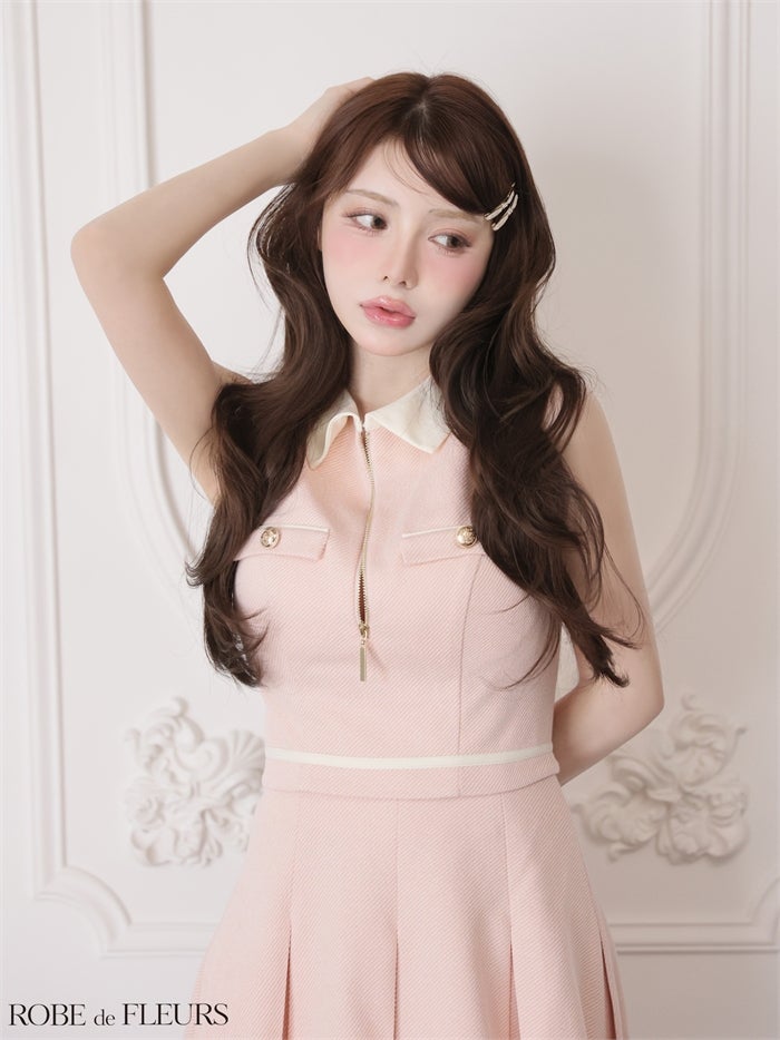 ROBE de FLEURS ローブドフルール 【XSサイズあり】ボックスプリーツツイルセットアップミニキャバドレス fm4180-c