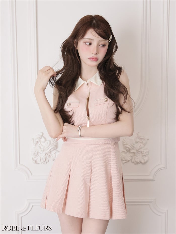 ROBE de FLEURS ローブドフルール 【XSサイズあり】ボックスプリーツツイルセットアップミニキャバドレス fm4180-c