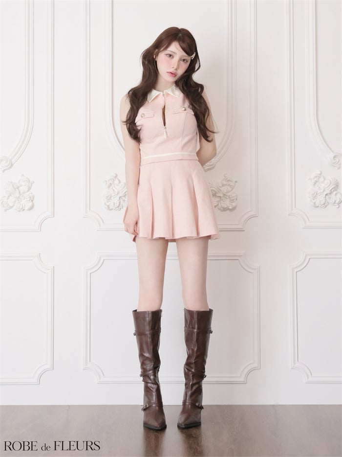 ROBE de FLEURS ローブドフルール 【XSサイズあり】ボックスプリーツツイルセットアップミニキャバドレス fm4180-c