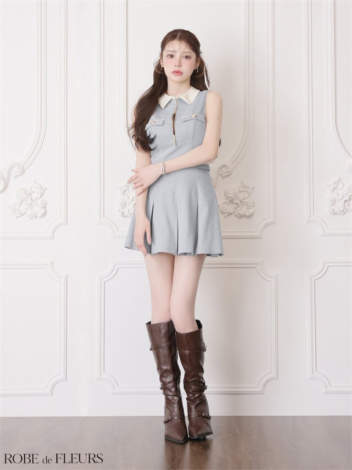 ROBE de FLEURS ローブドフルール 【XSサイズあり】ボックスプリーツツイルセットアップミニキャバドレス fm4180-c