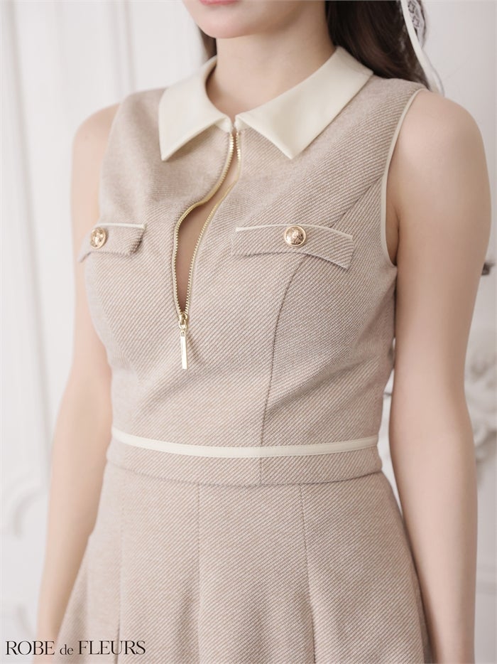 ROBE de FLEURS ローブドフルール 【XSサイズあり】ボックスプリーツツイルセットアップミニキャバドレス fm4180-c