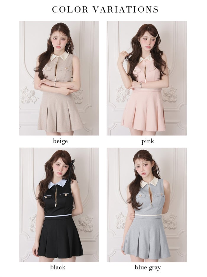 ROBE de FLEURS ローブドフルール 【XSサイズあり】ボックスプリーツツイルセットアップミニキャバドレス fm4180-c