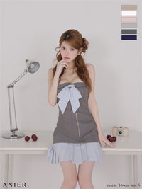 ROBE de FLEURS anier.ROBE ローブドフルール アニエルローブ 【XSサイズあり】springstripe ribbon bare mini dress（anier4067） fm-anier4067-c