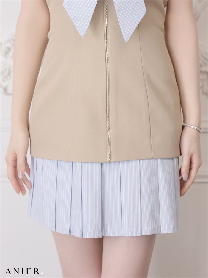 ROBE de FLEURS anier.ROBE ローブドフルール アニエルローブ 【XSサイズあり】springstripe ribbon bare mini dress（anier4067） fm-anier4067-c