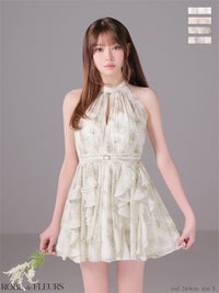 ROBE de FLEURS ローブドフルール 【XSサイズあり】フラワーシフォンホルターミニキャバドレス fm3498-c
