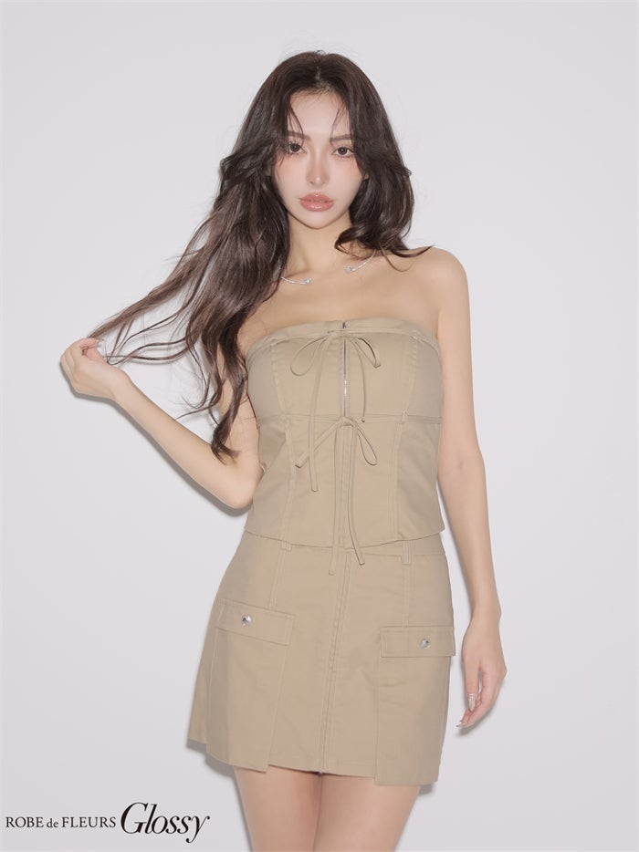 Glossy ローブドフルールグロッシー 【XSサイズあり】ベアリボンセットアップミニキャバドレス gl4358-c