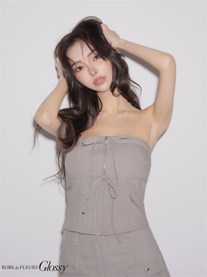 Glossy ローブドフルールグロッシー 【XSサイズあり】ベアリボンセットアップミニキャバドレス gl4358-c