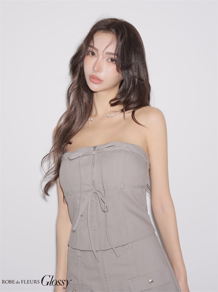 Glossy ローブドフルールグロッシー 【XSサイズあり】ベアリボンセットアップミニキャバドレス gl4358-c