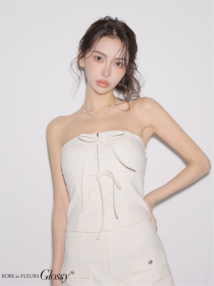 Glossy ローブドフルールグロッシー 【XSサイズあり】ベアリボンセットアップミニキャバドレス gl4358-c