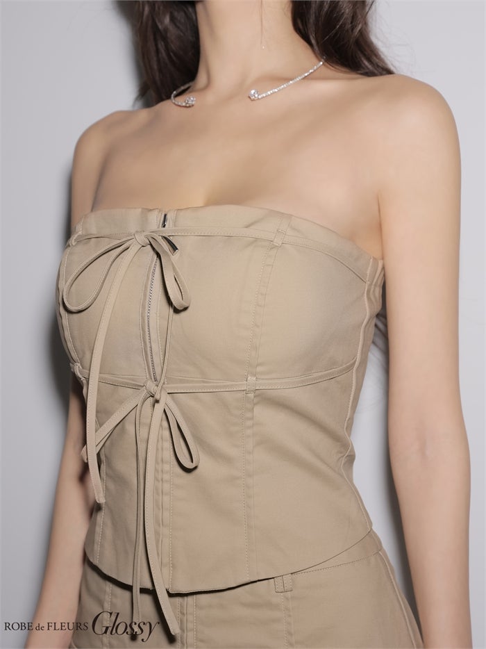 Glossy ローブドフルールグロッシー 【XSサイズあり】ベアリボンセットアップミニキャバドレス gl4358-c