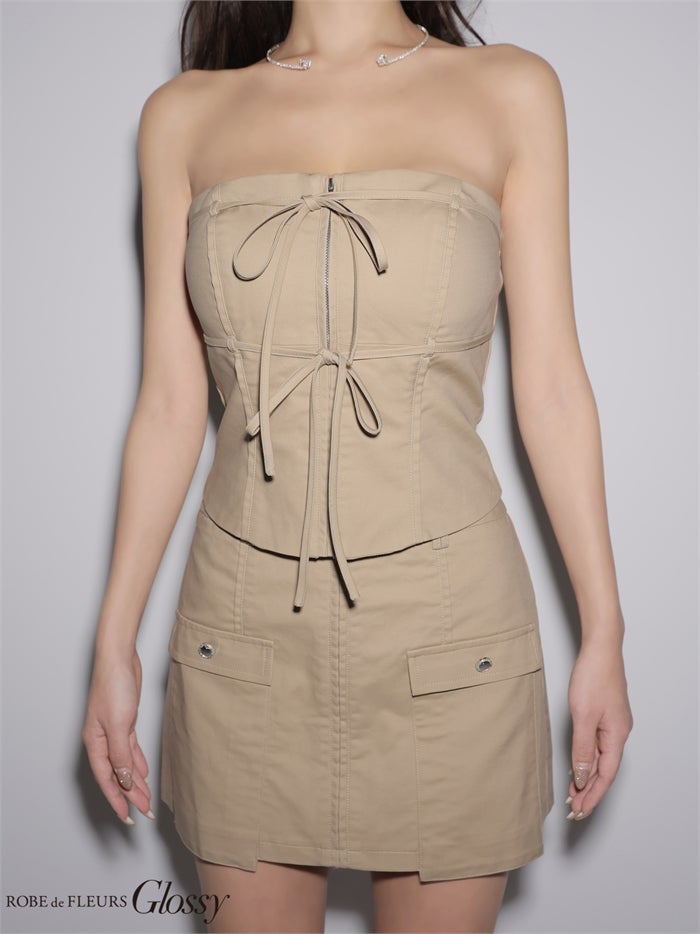 Glossy ローブドフルールグロッシー 【XSサイズあり】ベアリボンセットアップミニキャバドレス gl4358-c
