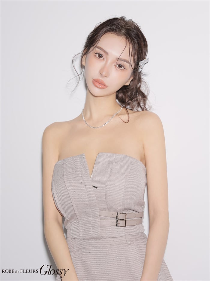 Glossy ローブドフルールグロッシー 【XSサイズあり】スパンコールベアセットアップミニキャバドレス gl4356-c