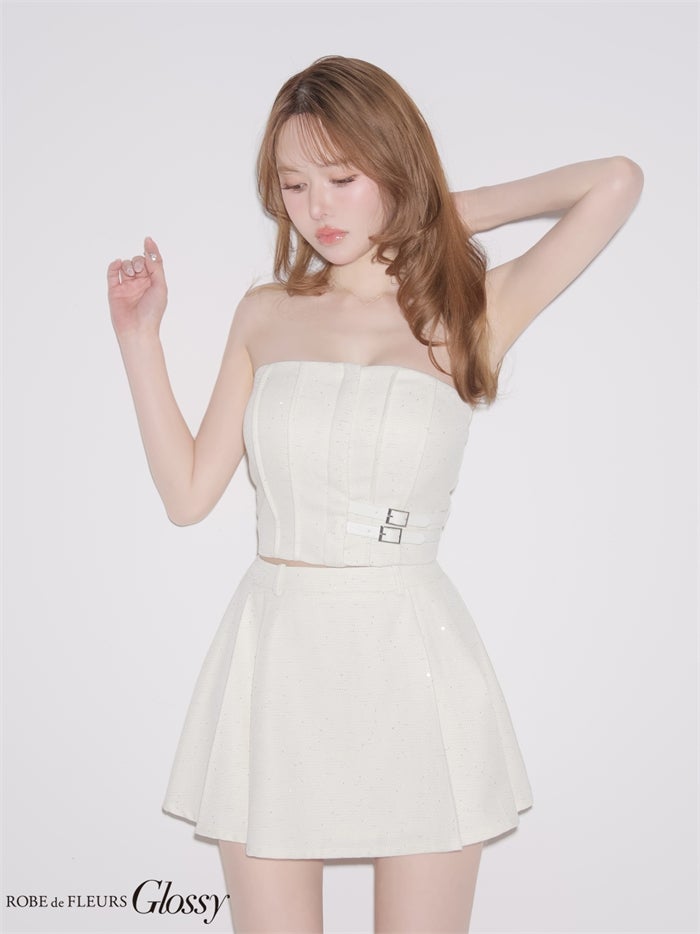 Glossy ローブドフルールグロッシー 【XSサイズあり】スパンコールベアセットアップミニキャバドレス gl4356-c