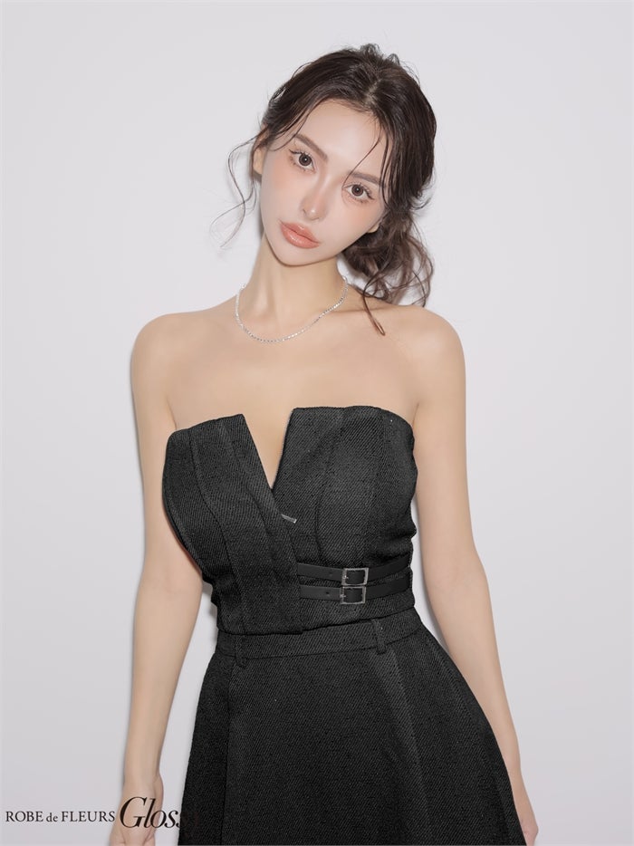 Glossy ローブドフルールグロッシー 【XSサイズあり】スパンコールベアセットアップミニキャバドレス gl4356-c