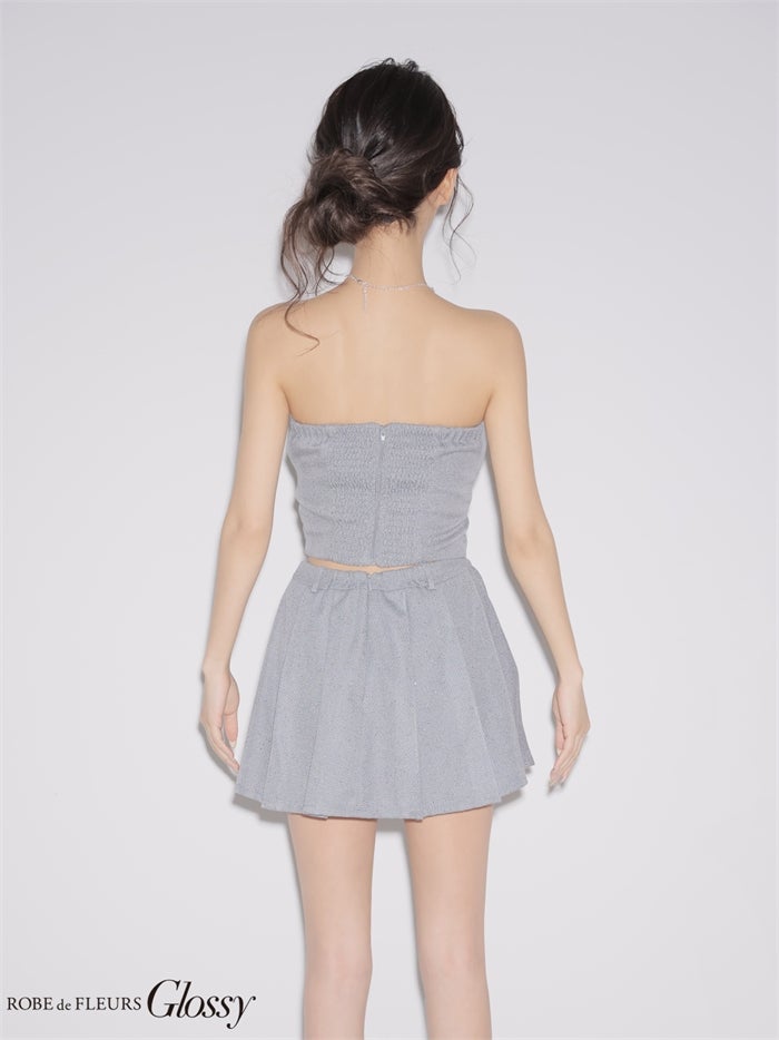 Glossy ローブドフルールグロッシー 【XSサイズあり】スパンコールベアセットアップミニキャバドレス gl4356-c