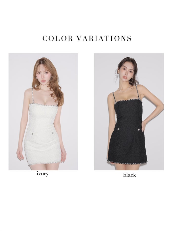 Glossy ローブドフルールグロッシー 【XSサイズあり】ジャガードラインチェーンミニキャバドレス gl4190-c